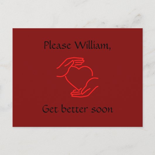 Postkarte: Bitte benennen, bald besser werden, rot Postkarte (Vorderseite)