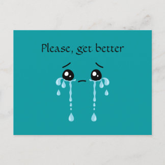 Postkarte: Bitte, besser, Cyan, weinend. Postkarte
