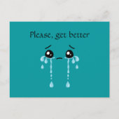 Postkarte: Bitte, besser, Cyan, weinend. Postkarte (Vorderseite)