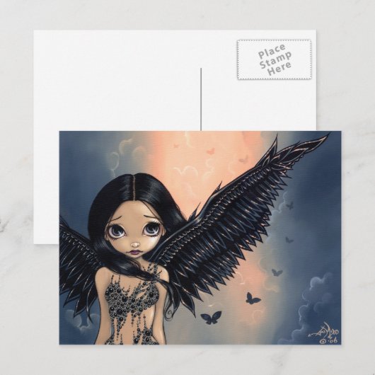 Postkarte "Black Winged Angel" (Vorne/Hinten)