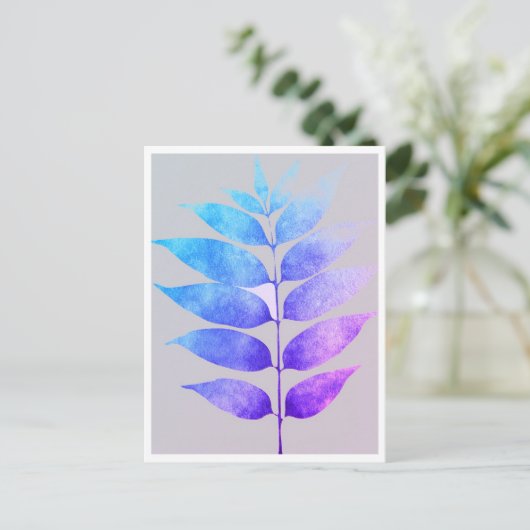 Postkarte - Blau/Lila/rosa Fern (Stehend Vorderseite)