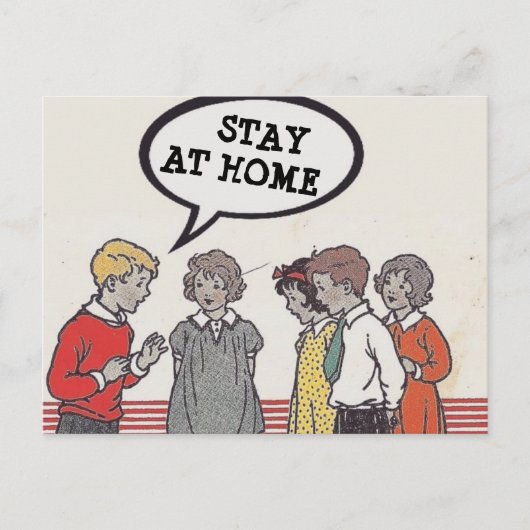 Postkarte bleibe auf Zuhause (Vorderseite)