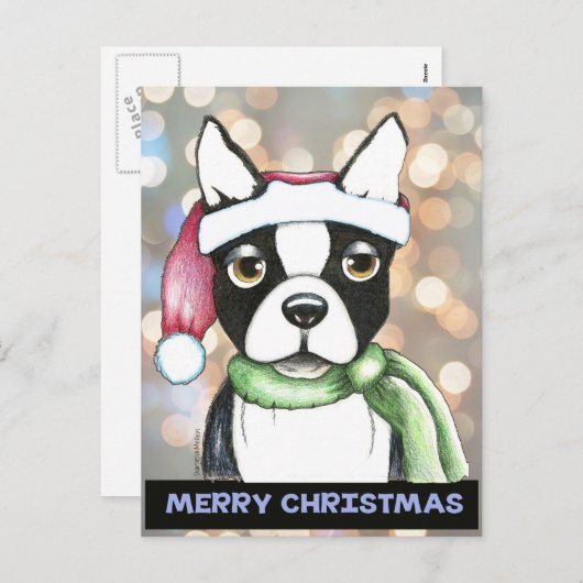 Postkarte Bostons Terrier Sankt (Vorne/Hinten)