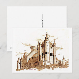 Postkarte - Burg in Spanien (Sepia)