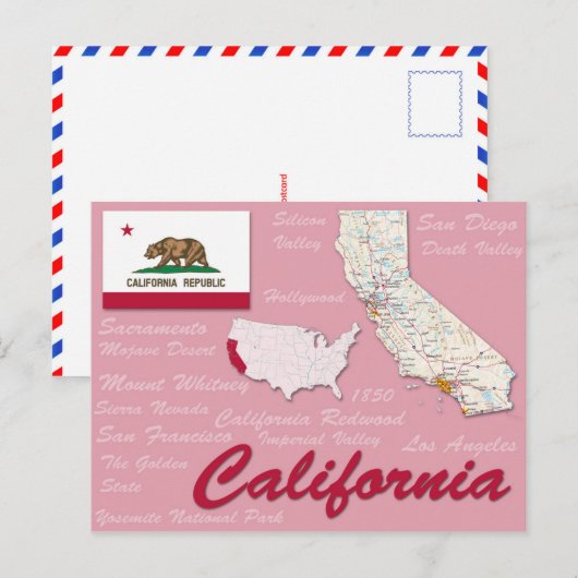 Postkarte "California" (Vorne/Hinten)