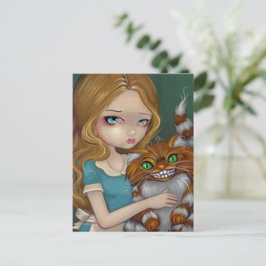 Postkarte "Cheshire Cat Cuddle" (Stehend Vorderseite)