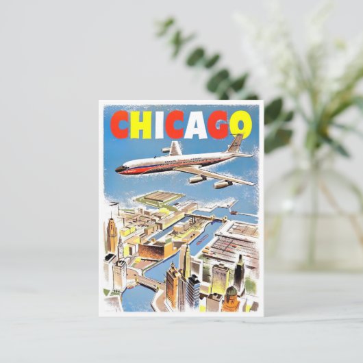 Postkarte Chicago Vintage (Stehend Vorderseite)