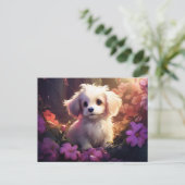 Postkarte Chien Fleur 2 (Stehend Vorderseite)