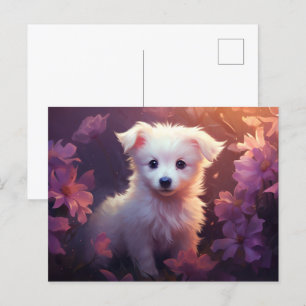 Postkarte Chien Fleur 3