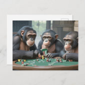 Postkarte Chimpanzeen playing poker (Vorne/Hinten)