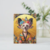 Postkarte - Chinesischer Hund in Kimono (Stehend Vorderseite)