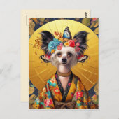 Postkarte - Chinesischer Hund in Kimono (Vorne/Hinten)