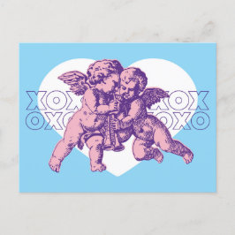 Postkarte Cupid Valentine, blau Lila