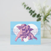 Postkarte Cupid Valentine, blau Lila (Stehend Vorderseite)