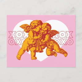 Postkarte. Cupid Valentine, Rosa Orange. Feiertagspostkarte
