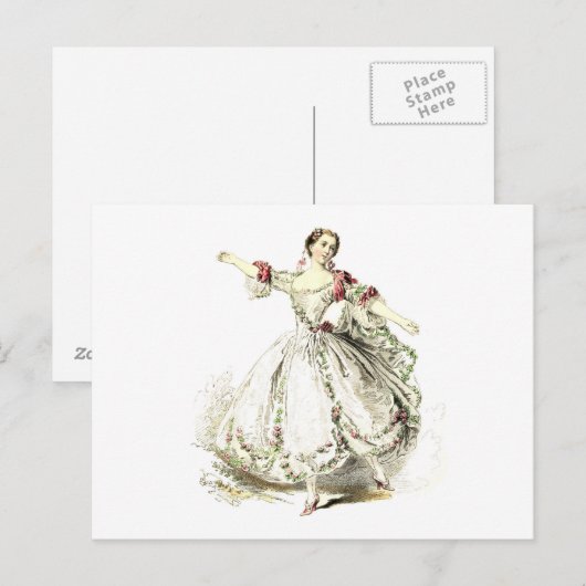 Postkarte - Dance Lady in Rose (Vorne/Hinten)
