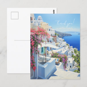Postkarte "Danke" mit Blick auf Santorini