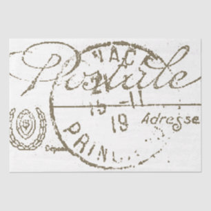 Postkarte Decoupage Französisch Vintage Poststempe Seidenpapier