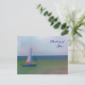 Postkarte - Denken Sie an Sie (Segelbootzeichnen) (Stehend Vorderseite)