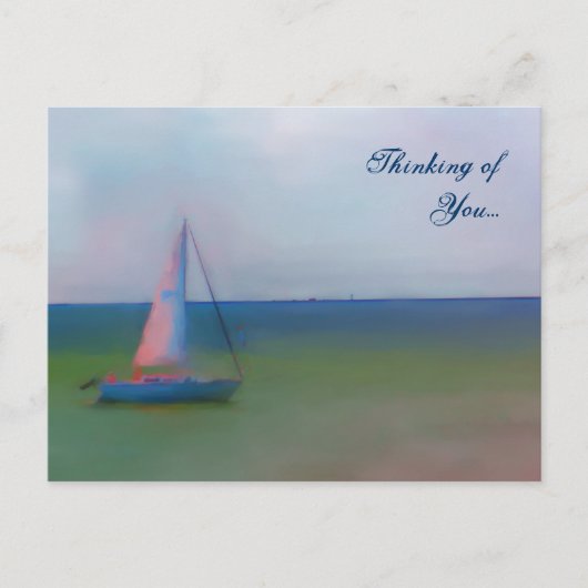 Postkarte - Denken Sie an Sie (Segelbootzeichnen) (Vorderseite)