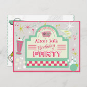 Postkarte der 1950er Party Einladung (Vorne/Hinten)