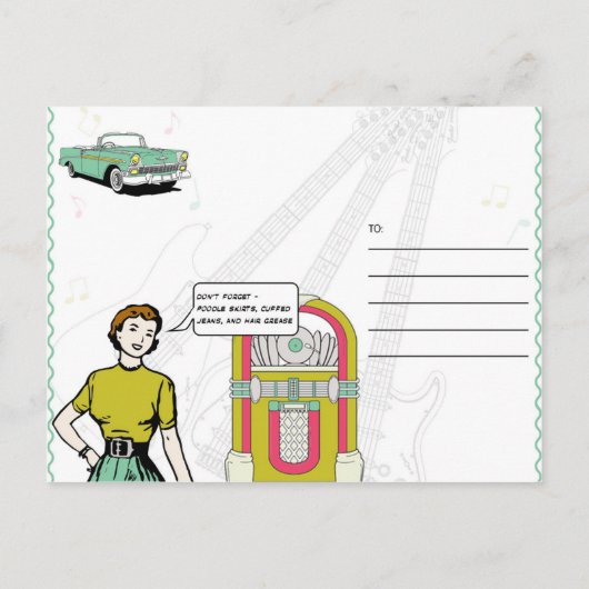 Postkarte der 1950er Party Einladung (Rückseite)