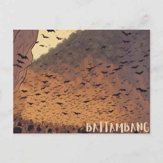 Postkarte der Battambang-Bat-Höhlen (Vorderseite)