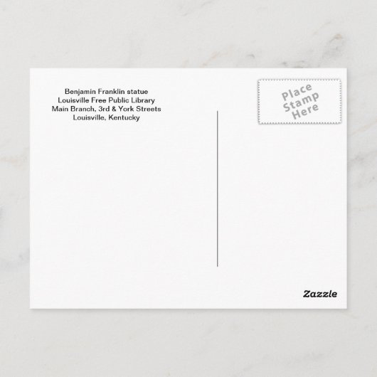 Postkarte der Benjamin-Franklin-Statue (Rückseite)