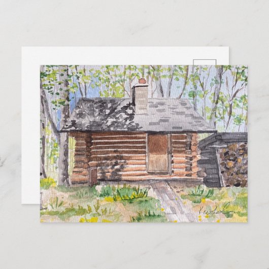 Postkarte der Blockhütte (Vorne/Hinten)