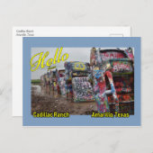 Postkarte der Cadillac Ranch in Amarillo, Texas (Vorne/Hinten)