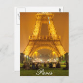 Postkarte | der Eiffelturm nachts | Paris (Vorne/Hinten)