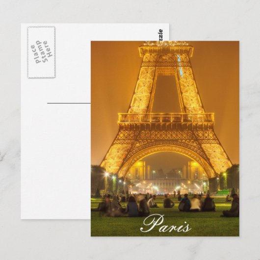 Postkarte | der Eiffelturm nachts | Paris (Vorne/Hinten)