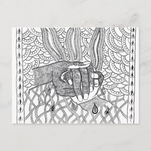 Postkarte der gekümmert Hände (Vorderseite)