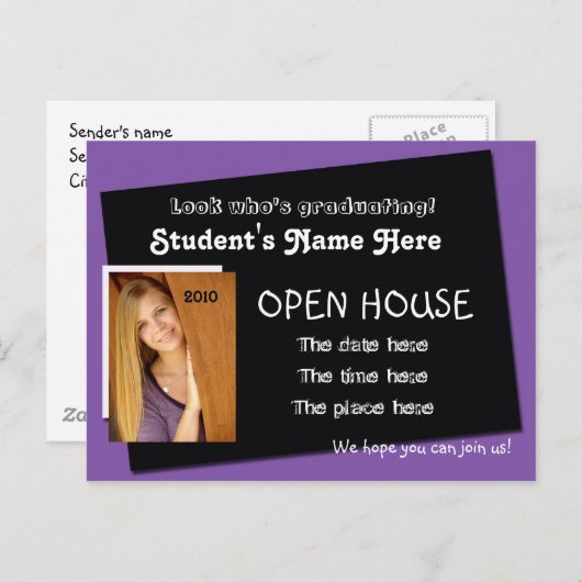 Postkarte der offenen Hauseinladung (Vorne/Hinten)