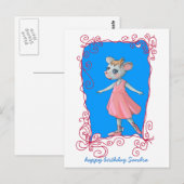 Postkarte der rosa Ballet-Maus (Vorne/Hinten)