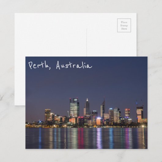 Postkarte der Skyline der Stadt Perth (Vorne/Hinten)