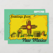 Postkarte der Skyline-Staatsflagge in New Mexico (Vorne/Hinten)