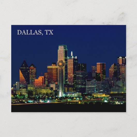Postkarte der Skyline von Dallas, Texas (Vorderseite)
