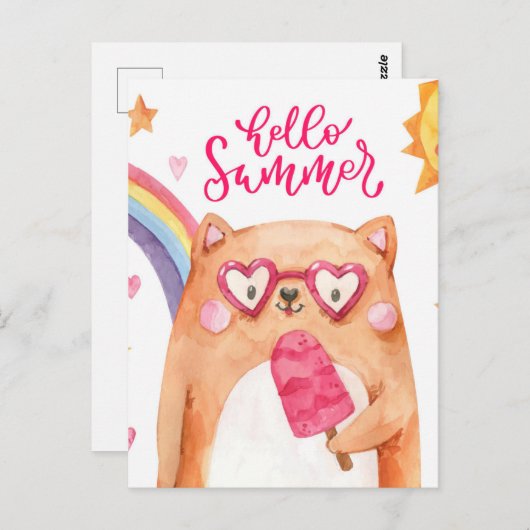 Postkarte der Sommerkatze (Vorne/Hinten)