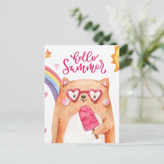 Postkarte der Sommerkatze (Stehend Vorderseite)