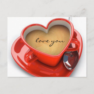 Postkarte, der Tag des Valentines, Kaffee, Liebe Feiertagspostkarte