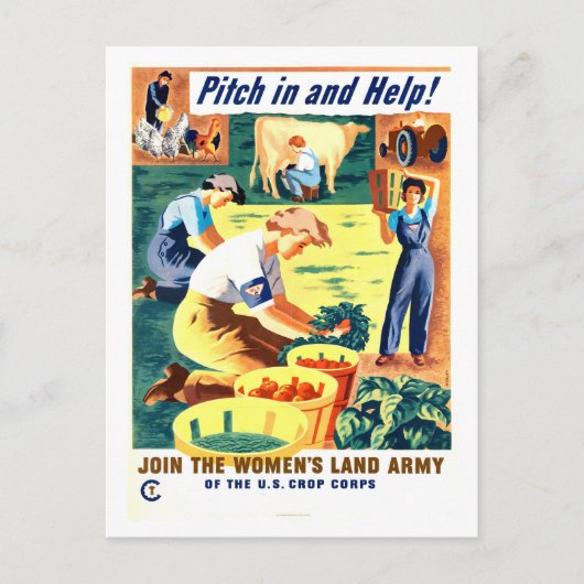 Postkarte der Vintagen Landarmee (Vorderseite)
