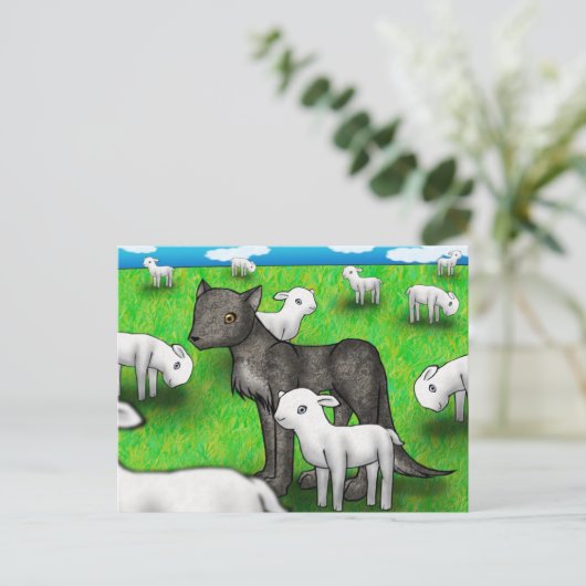 Postkarte "Der Wolf und das Lamm" (Stehend Vorderseite)