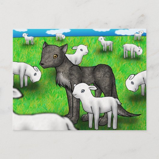 Postkarte "Der Wolf und das Lamm" (Vorderseite)