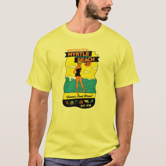 Postkarte des Alt-School-Myrtle Beach T-Shirt (Vorderseite)