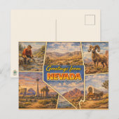 Postkarte des Bundesstaates Nevada (Vorne/Hinten)