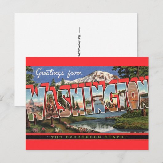 Postkarte des Bundesstaates Washington (Vorne/Hinten)