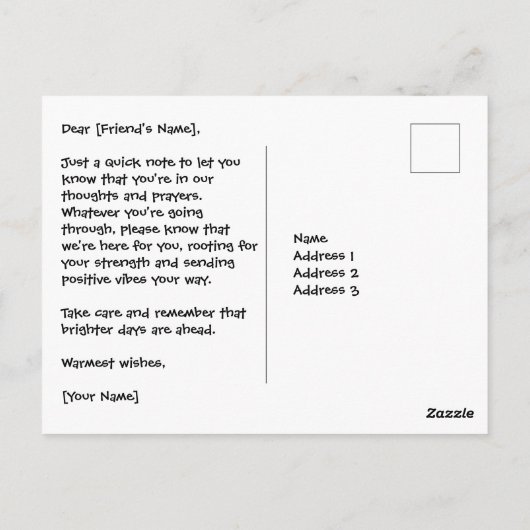 Postkarte des Gebetsbären (Rückseite)