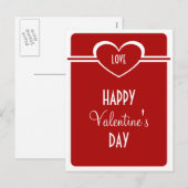 Postkarte des Herzens, Valentinstag, Deep Red (Vorne/Hinten)