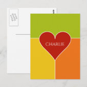 Postkarte des Herzmusters individuelle Name (Vorne/Hinten)